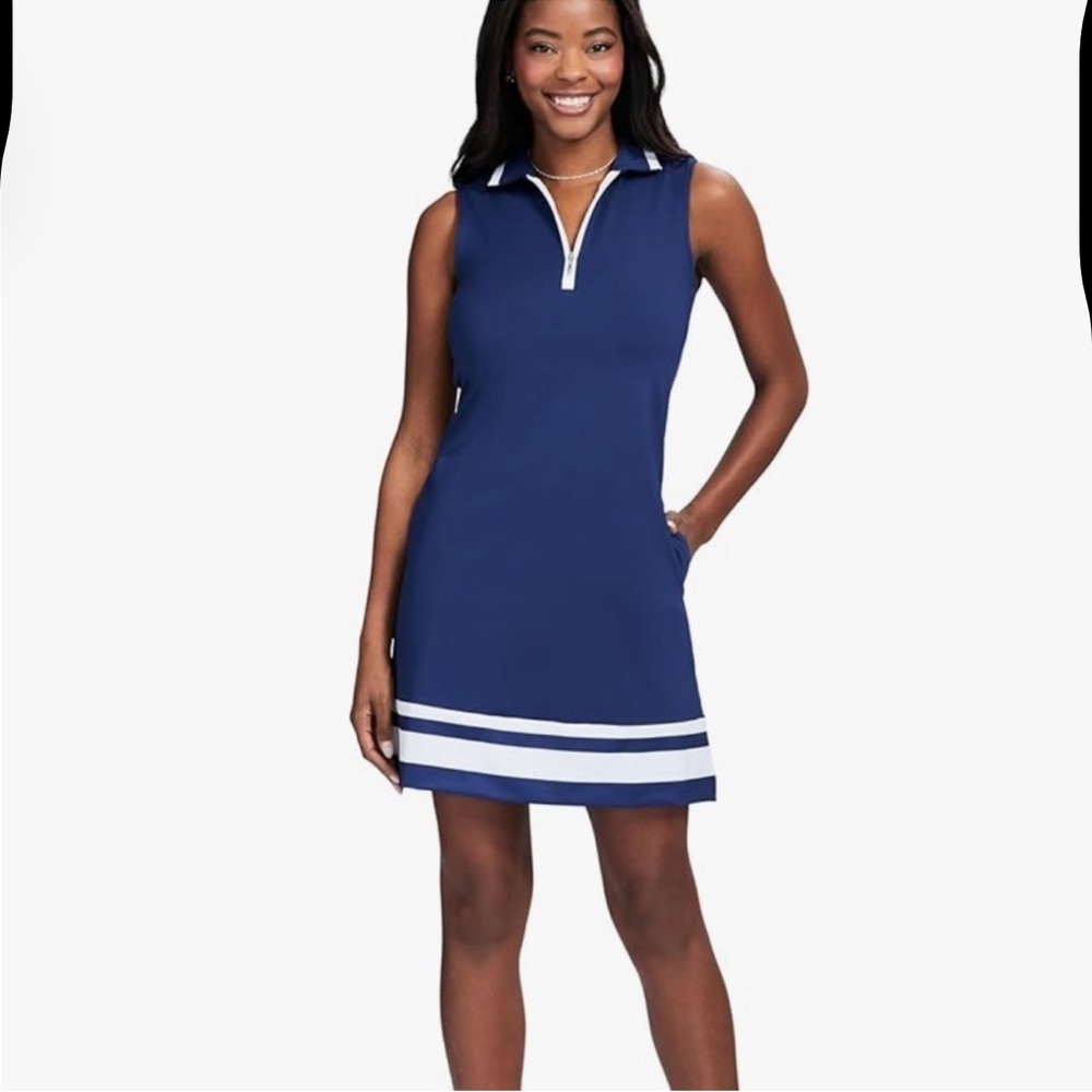 NWT Izod Tennis Golf Sleeveless Navy Blue Dress - Sz L $58 - stretch